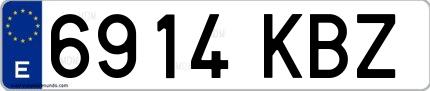 Ejemplo de matrícula española 6914 KBZ