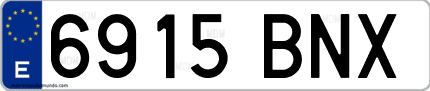 Ejemplo de matrícula de coche ordinaria 6915 BNX