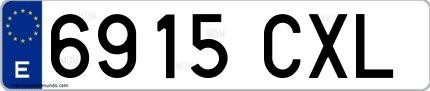 Ejemplo de matrícula española 6915 CXL