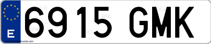 Ejemplo de matrícula de coche ordinaria 6915 GMK