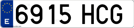 Ejemplo de matrícula de coche ordinaria 6915 HCG