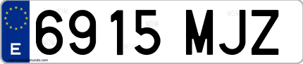 Ejemplo de matrícula de coche ordinaria 6915 MJZ