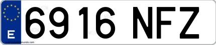 Ejemplo de matrícula española 6916 NFZ