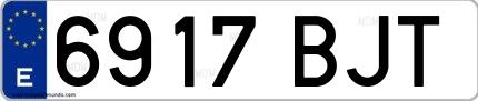 Ejemplo de matrícula española 6917 BJT