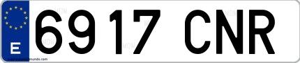 Ejemplo de matrícula española 6917 CNR