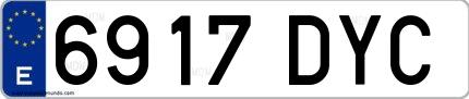 Ejemplo de matrícula española 6917 DYC