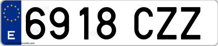 Ejemplo de matrícula de coche ordinaria 6918 CZZ