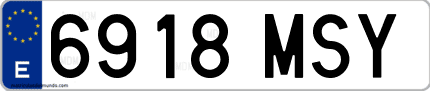 Ejemplo de matrícula de coche ordinaria 6918 MSY