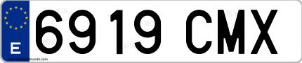 Ejemplo de matrícula de coche ordinaria 6919 CMX