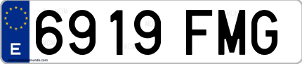 Ejemplo de matrícula de coche ordinaria 6919 FMG