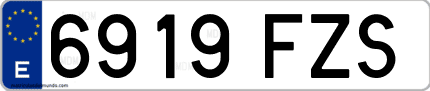 Ejemplo de matrícula de coche ordinaria 6919 FZS