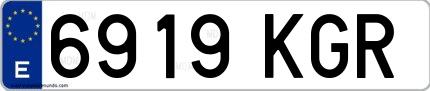 Ejemplo de matrícula española 6919 KGR