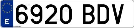 Ejemplo de matrícula española 6920 BDV