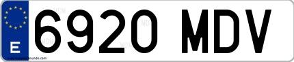 Ejemplo de matrícula española 6920 MDV