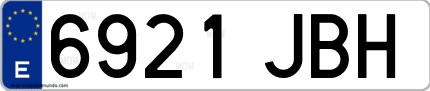 Ejemplo de matrícula de coche ordinaria 6921 JBH