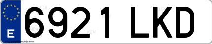 Ejemplo de matrícula española 6921 LKD
