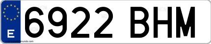 Ejemplo de matrícula española 6922 BHM