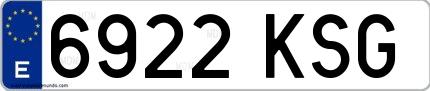 Ejemplo de matrícula española 6922 KSG