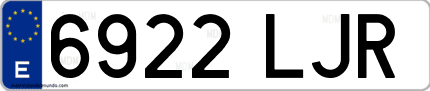 Ejemplo de matrícula de coche ordinaria 6922 LJR
