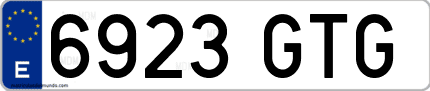 Ejemplo de matrícula de coche ordinaria 6923 GTG