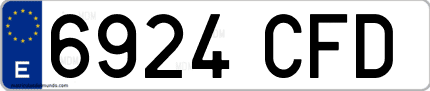 Ejemplo de matrícula de coche ordinaria 6924 CFD