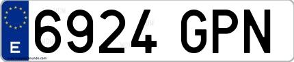 Ejemplo de matrícula española 6924 GPN