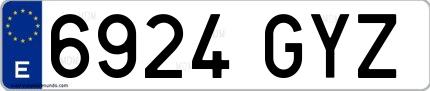 Ejemplo de matrícula española 6924 GYZ