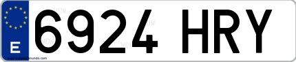 Ejemplo de matrícula española 6924 HRY