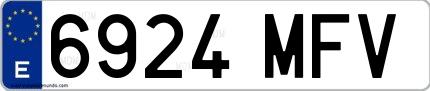 Ejemplo de matrícula española 6924 MFV