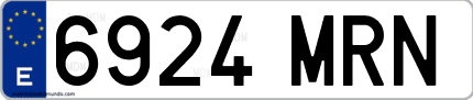 Ejemplo de matrícula de coche ordinaria 6924 MRN