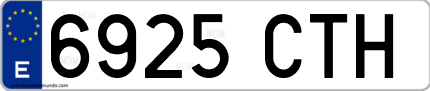 Ejemplo de matrícula de coche ordinaria 6925 CTH
