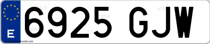 Ejemplo de matrícula de coche ordinaria 6925 GJW
