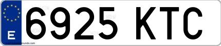 Ejemplo de matrícula española 6925 KTC