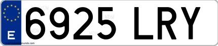 Ejemplo de matrícula española 6925 LRY