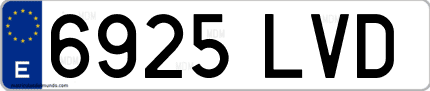 Ejemplo de matrícula de coche ordinaria 6925 LVD