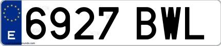 Ejemplo de matrícula española 6927 BWL