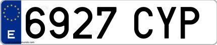 Ejemplo de matrícula española 6927 CYP