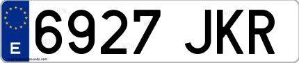 Ejemplo de matrícula española 6927 JKR