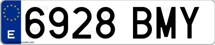 Ejemplo de matrícula española 6928 BMY