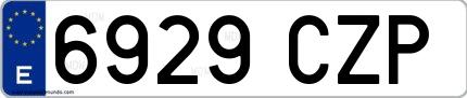 Ejemplo de matrícula española 6929 CZP