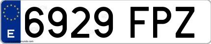Ejemplo de matrícula española 6929 FPZ