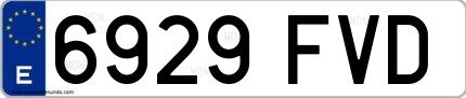 Ejemplo de matrícula española 6929 FVD