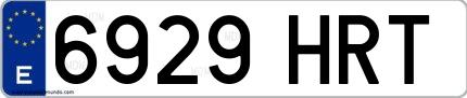 Ejemplo de matrícula española 6929 HRT