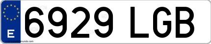 Ejemplo de matrícula española 6929 LGB