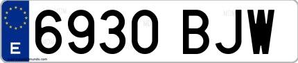 Ejemplo de matrícula española 6930 BJW