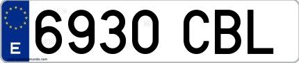 Ejemplo de matrícula española 6930 CBL