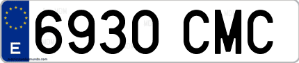 Ejemplo de matrícula de coche ordinaria 6930 CMC