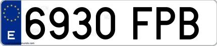 Ejemplo de matrícula española 6930 FPB