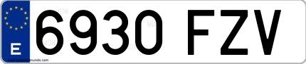 Ejemplo de matrícula española 6930 FZV