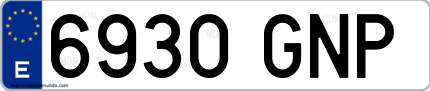 Ejemplo de matrícula de coche ordinaria 6930 GNP